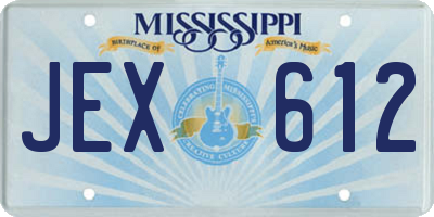 MS license plate JEX612