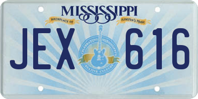 MS license plate JEX616