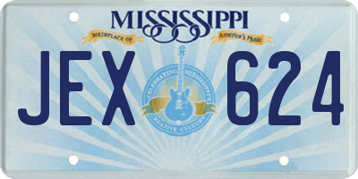 MS license plate JEX624