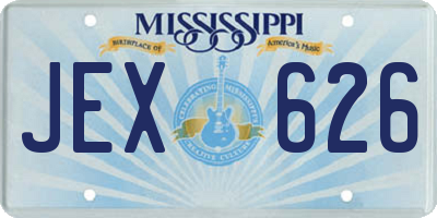 MS license plate JEX626