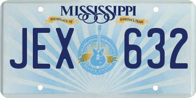 MS license plate JEX632