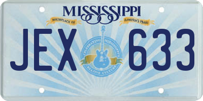 MS license plate JEX633