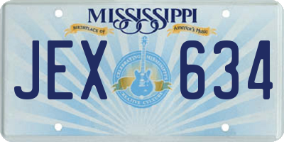 MS license plate JEX634
