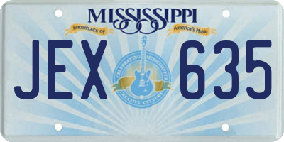 MS license plate JEX635