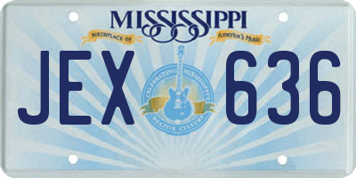 MS license plate JEX636