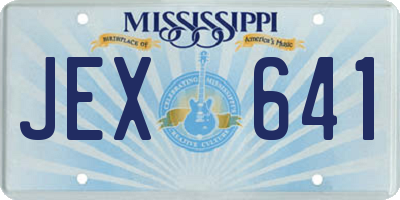 MS license plate JEX641