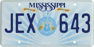 MS license plate JEX643