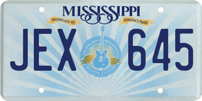 MS license plate JEX645