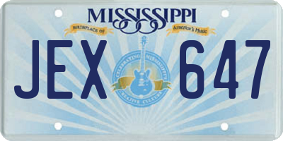 MS license plate JEX647