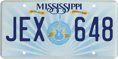 MS license plate JEX648