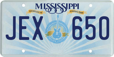 MS license plate JEX650