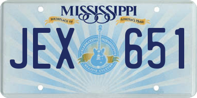 MS license plate JEX651