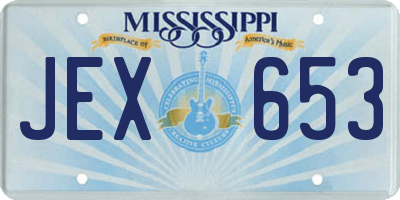 MS license plate JEX653