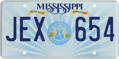 MS license plate JEX654
