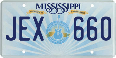 MS license plate JEX660