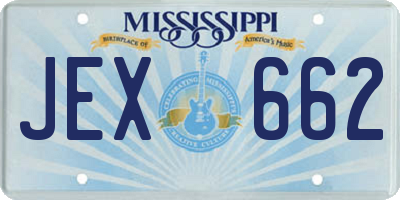 MS license plate JEX662