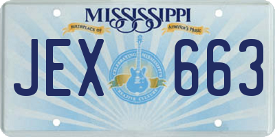 MS license plate JEX663
