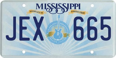 MS license plate JEX665