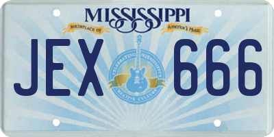 MS license plate JEX666