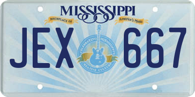 MS license plate JEX667