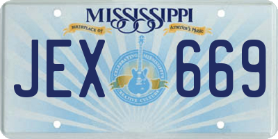 MS license plate JEX669