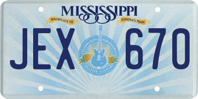 MS license plate JEX670