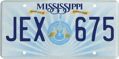 MS license plate JEX675
