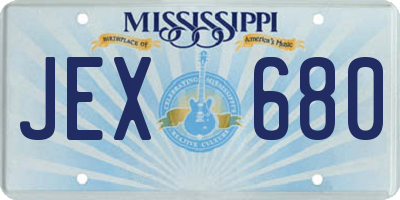 MS license plate JEX680