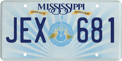 MS license plate JEX681