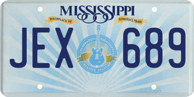 MS license plate JEX689
