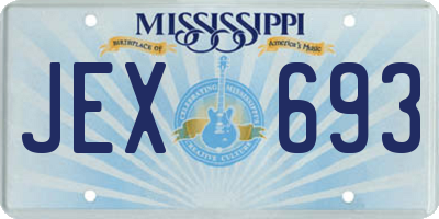 MS license plate JEX693