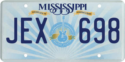 MS license plate JEX698