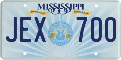 MS license plate JEX700