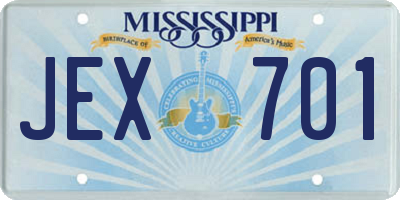 MS license plate JEX701