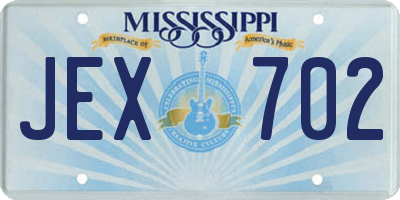 MS license plate JEX702