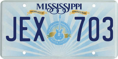 MS license plate JEX703