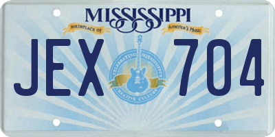 MS license plate JEX704
