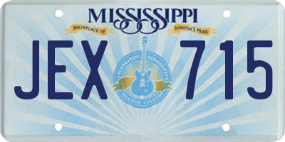 MS license plate JEX715