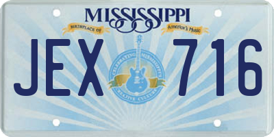 MS license plate JEX716