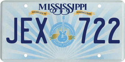 MS license plate JEX722