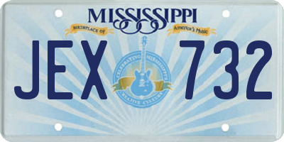 MS license plate JEX732