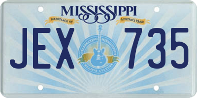 MS license plate JEX735