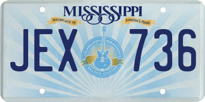 MS license plate JEX736