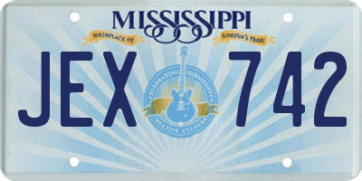 MS license plate JEX742