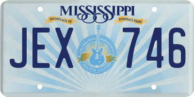 MS license plate JEX746