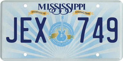 MS license plate JEX749