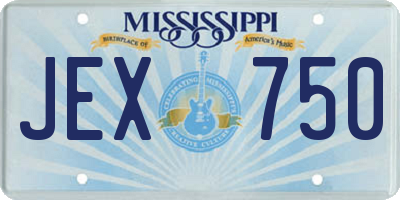 MS license plate JEX750