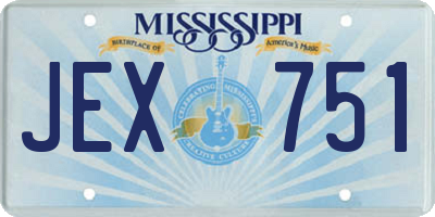 MS license plate JEX751