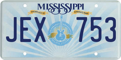 MS license plate JEX753