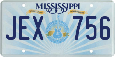MS license plate JEX756